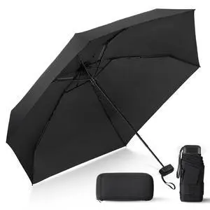 Compact Travel Umbrella with Case - Mini Umbrella for Purse, Small Lightweight &Tiny Design Perfect for Parasol Outdoor Sun&Rain Umbrellas, Black color Compact Travel Umbrella with Case - Mini Umbrella for Purse, Small Lightweight &Tiny Design Perfect for Parasol Outdoor Sun&Rain Umbrellas, Black color