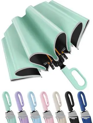 Travel Umbrella with Carabiner Handle, Automatic Windproof Large Umbrellas for Rain, Portable Compact Umbrella with Reflective Strip, Car Backpack UV Umbrellas for Sun Protection Travel Umbrella with Carabiner Handle, Automatic Windproof Large Umbrellas for Rain, Portable Compact Umbrella with Reflective Strip, Car Backpack UV Umbrellas for Sun Protection