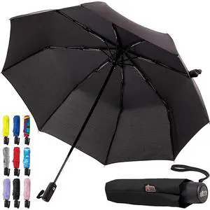 Compact Travel Size Umbrella for Rain, Stick Design Fits Backpack, Purse and Carry On, Lightweight Under 1lb, One Click Open and Close, Wind Resistant, Durable Waterproof Quick Dry, Black Compact Travel Size Umbrella for Rain, Stick Design Fits Backpack, Purse and Carry On, Lightweight Under 1lb, One Click Open and Close, Wind Resistant, Durable Waterproof Quick Dry, Black