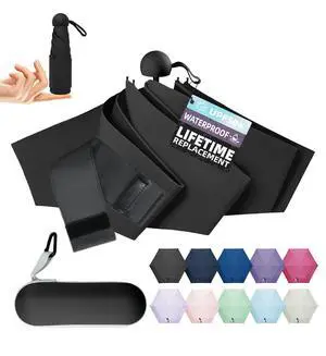 Travel Size Mini Umbrella with UPF 50+ UV Rain Protection, Compact Small & Lightweight Pocket-Sized Folding Umbrellas with Case for Purse & Backpack, Thoughtful Gift Women Men & Kids Travel Size Mini Umbrella with UPF 50+ UV Rain Protection, Compact Small & Lightweight Pocket-Sized Folding Umbrellas with Case for Purse & Backpack, Thoughtful Gift Women Men & Kids