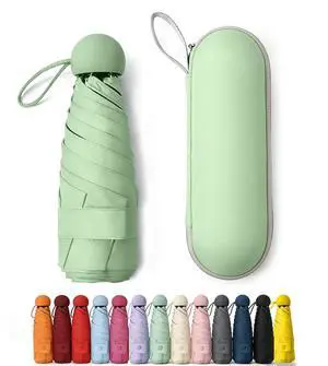 Mini Umbrella for Purse with Case, Sturdy Travel Essentials, UV Sun Protection Lightweight Compact Manual Open Close, Tiny Pocket Fits Purse Backpack, Women Kids Men.(Light Green) Mini Umbrella for Purse with Case, Sturdy Travel Essentials, UV Sun Protection Lightweight Compact Manual Open Close, Tiny Pocket Fits Purse Backpack, Women Kids Men.(Light Green)