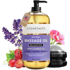 Lavender Massage Oil for Massage Therapy with Roller - All Natural, Cruelty-Free & Spa Quality Skin Therapy Oil & Soothing Care - Lavender, Geranium & Grapeseed Oil (8.8 oz) Lavender Massage Oil for Massage Therapy with Roller - All Natural, Cruelty-Free & Spa Quality Skin Therapy Oil & Soothing Care - Lavender, Geranium & Grapeseed Oil (8.8 oz)