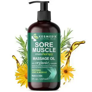 Sore Muscle Massage Oil for Massage Therapy with Arnica, Eucalyptus & Tea Tree Oil Blend for Deep Muscle Relief, Recovery, Softens Skin & Anti-Cellulite Massage for Professional & Home Use. Sore Muscle Massage Oil for Massage Therapy with Arnica, Eucalyptus & Tea Tree Oil Blend for Deep Muscle Relief, Recovery, Softens Skin & Anti-Cellulite Massage for Professional & Home Use.
