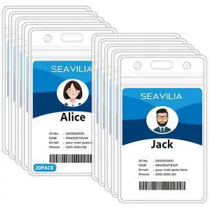 20 Pack Badge Holder, Clear Waterproof ID Holder with Resealable Zip, 2.5" x 3.5" Vertical Name Tag Holder for Nurses and Office, Fits ID Card/Credit Card/Student Card 20 Pack Badge Holder, Clear Waterproof ID Holder with Resealable Zip, 2.5" x 3.5" Vertical Name Tag Holder for Nurses and Office, Fits ID Card/Credit Card/Student Card