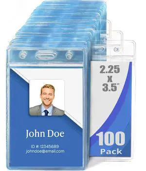 100 Pcs Name Badge Holders ID Card Clear Plastic Sleeve Vertical Holders (100 Pcs Vertical Holders) 100 Pcs Name Badge Holders ID Card Clear Plastic Sleeve Vertical Holders (100 Pcs Vertical Holders)