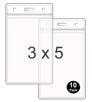 10 Pack Waterproof ID Badge Holders (Fits 3x5 in Inserts), Sealable Badge Holder with Zipper, Clear Plastic Name tag Holder, Vinyl ID Card Protector 10 Pack Waterproof ID Badge Holders (Fits 3x5 in Inserts), Sealable Badge Holder with Zipper, Clear Plastic Name tag Holder, Vinyl ID Card Protector