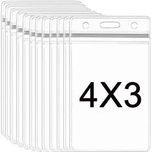 12 Pack Vertical Clear Badge Holders Large 4x3 Name Badge Holders Plastic Large Card Protector (Fits 4x3 Nametag Inserts) 12 Pack Vertical Clear Badge Holders Large 4x3 Name Badge Holders Plastic Large Card Protector (Fits 4x3 Nametag Inserts)