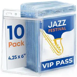 Vertical Passport & ID Badge Holders - 4x6 Inch, 10 Pack - Clear Zippered Name Card Holder for Travel, Work & Events - Extra Large Name Badges - Resealable & Waterproof Protector Vertical Passport & ID Badge Holders - 4x6 Inch, 10 Pack - Clear Zippered Name Card Holder for Travel, Work & Events - Extra Large Name Badges - Resealable & Waterproof Protector