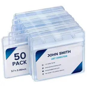 50 Pack Extra Thick Horizontal Badge Holder Plastic Clear ID Card Holder with Resealable Zip Waterproof Name Tag Holders 50 Pack Extra Thick Horizontal Badge Holder Plastic Clear ID Card Holder with Resealable Zip Waterproof Name Tag Holders