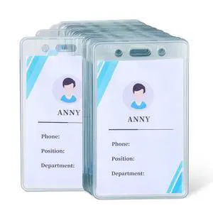 Vertical Clear Plastic ID Badge Holders, 2.55" x 4.41", Pack of 50 Vertical Clear Plastic ID Badge Holders, 2.55" x 4.41", Pack of 50