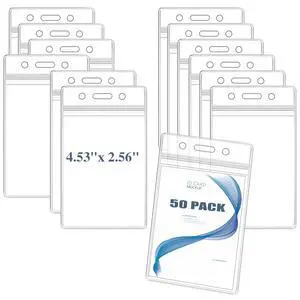 50Pcs Badge Holder, Extra Thick ID Card Name Badge Holder, Vertical Name tag Holder with Waterproof Type Resealable Zip 50Pcs Badge Holder, Extra Thick ID Card Name Badge Holder, Vertical Name tag Holder with Waterproof Type Resealable Zip
