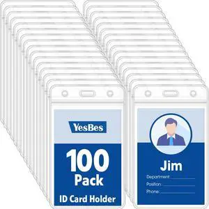 100 Pcs Vertical Badge Holders, Waterproof ID Badge Holder, Clear ID Card Holder with Resealable Zip for Proximity Cards, RFID, Credit Cards 100 Pcs Vertical Badge Holders, Waterproof ID Badge Holder, Clear ID Card Holder with Resealable Zip for Proximity Cards, RFID, Credit Cards