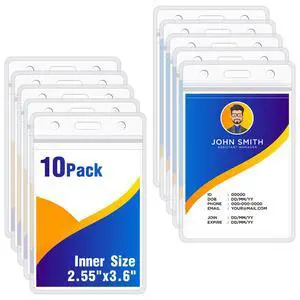 10Pack Vertical ID Badge Holder - Extra Thick Clear ID Card Holder with Waterproof Resealable Zip - Name Tag Holder for Nurses, Office and School 10Pack Vertical ID Badge Holder - Extra Thick Clear ID Card Holder with Waterproof Resealable Zip - Name Tag Holder for Nurses, Office and School
