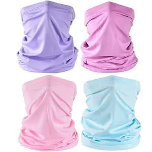 UV Face Cover Neck Gaiter Mask Dust Protection Magic Scarf Wind Bandana Balaclava for Summer Running Fishing Biking (4PCS Purple+Rose+Pink+Light Blue) UV Face Cover Neck Gaiter Mask Dust Protection Magic Scarf Wind Bandana Balaclava for Summer Running Fishing Biking (4PCS Purple+Rose+Pink+Light Blue)