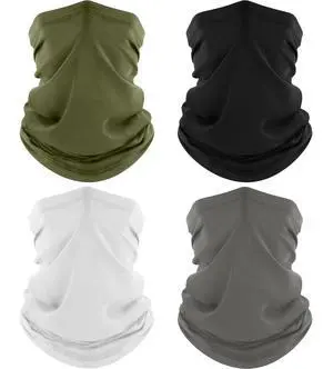 4 Pack Neck Gaiter, Cooling Breathable Face Mask UV Protection Scarf Hiking Bandana for Men/Women Black+Gray+White+Army Green 4 Pack Neck Gaiter, Cooling Breathable Face Mask UV Protection Scarf Hiking Bandana for Men/Women Black+Gray+White+Army Green