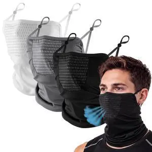 3 Pack Cooling Neck Gaiter with Ear Loops Breathable Half Face Mask Cover Bandana for Men Summer Mesh UV Sun Protection Scarf Neck Cover for Women Outdoors Motorcycle Cycling Running 3 Pack Cooling Neck Gaiter with Ear Loops Breathable Half Face Mask Cover Bandana for Men Summer Mesh UV Sun Protection Scarf Neck Cover for Women Outdoors Motorcycle Cycling Running
