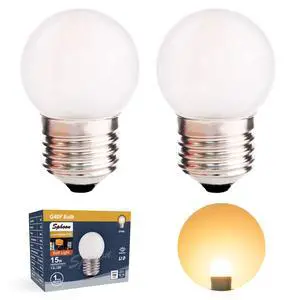 G40 1.5w Low Wattage Led Bulb Equivalent 15 Watt Standard E26 Base G14 Small Low Power Light Bulb, Frosted, Warm White 2700k, CRI 90+, 150lm, Pack of 2 G40 1.5w Low Wattage Led Bulb Equivalent 15 Watt Standard E26 Base G14 Small Low Power Light Bulb, Frosted, Warm White 2700k, CRI 90+, 150lm, Pack of 2