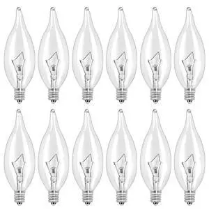 12-Pack E12 B10 Clear Candelabra Base Bulb, 60W 120V Incandescent Candle Light Bulbs Dimmable Chandelier Light Bulbs for Pendants or Outdoor, Ceiling Fan, Fireplace, Wall Sconces 12-Pack E12 B10 Clear Candelabra Base Bulb, 60W 120V Incandescent Candle Light Bulbs Dimmable Chandelier Light Bulbs for Pendants or Outdoor, Ceiling Fan, Fireplace, Wall Sconces