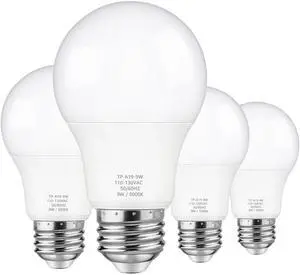 A19 LED Light Bulbs, 60 Watt Equivalent LED Bulb, Daylight White 5000K, 850 Lumen, E26 Base, Non-Dimmable, 9W Bright White LED Bulb, 4-Pack A19 LED Light Bulbs, 60 Watt Equivalent LED Bulb, Daylight White 5000K, 850 Lumen, E26 Base, Non-Dimmable, 9W Bright White LED Bulb, 4-Pack