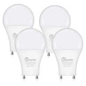 GU24 LED Light Bulb, 5000K Daylight, 9W(100W Equivalent), 800 Lumens, A19 Shape GU 24 LED Bulbs, Twist and Lock GU24 Pin Base with Two Prongs, Non-Dimmable, UL ETL Certificated(4-Pack) GU24 LED Light Bulb, 5000K Daylight, 9W(100W Equivalent), 800 Lumens, A19 Shape GU 24 LED Bulbs, Twist and Lock GU24 Pin Base with Two Prongs, Non-Dimmable, UL ETL Certificated(4-Pack)