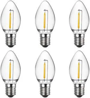 C7 LED Night Light Bulbs, Shatterproof LED Replacement Bulbs for Window Candles & Chandeliers, E12 Candelabra Base, 0.6 Watt Equivalent to 7Watt Incandescent Bulb, Warm White,6 Pack C7 LED Night Light Bulbs, Shatterproof LED Replacement Bulbs for Window Candles & Chandeliers, E12 Candelabra Base, 0.6 Watt Equivalent to 7Watt Incandescent Bulb, Warm White,6 Pack