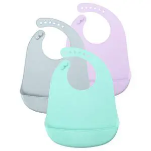 3 Pack Waterproof Silicone Baby Bibs| Super Thin Light Weight Feeding Bib with Food Catcher Pocket for Toddler (Blue/Purple/Grey) 3 Pack Waterproof Silicone Baby Bibs| Super Thin Light Weight Feeding Bib with Food Catcher Pocket for Toddler (Blue/Purple/Grey)