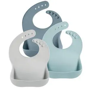3 Pack Silicone Bibs for Boys Girls for Babies & Toddlers, Waterproof Feeding Bib with Large Food Catcher, BPA Free (Blue & Gray) 3 Pack Silicone Bibs for Boys Girls for Babies & Toddlers, Waterproof Feeding Bib with Large Food Catcher, BPA Free (Blue & Gray)