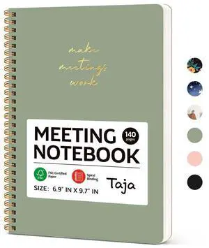 Meeting Notebook for Work Organization - Work notebook with action items, Meeting Minutes Planner Notebook, Perfect Office Supplies for Men & Women - Green Meeting Notebook for Work Organization - Work notebook with action items, Meeting Minutes Planner Notebook, Perfect Office Supplies for Men & Women - Green