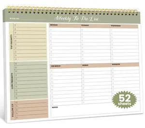 Weekly To Do List Notepad with 52 Undated Sheets8.5"×11"- Undated Weekly Planner Notepad for Office Desk Accessories and Supplies - Forest Shades Weekly To Do List Notepad with 52 Undated Sheets8.5"×11"- Undated Weekly Planner Notepad for Office Desk Accessories and Supplies - Forest Shades