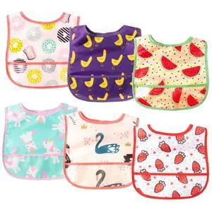 6Pcs Baby Feeding Bibs with Crumb Catcher Pocket Adjustable Waterproof Sleeveless Teething Bib Set Toddler Infant Keepsake Gift for Baby Shower, 6-24 Months 6Pcs Baby Feeding Bibs with Crumb Catcher Pocket Adjustable Waterproof Sleeveless Teething Bib Set Toddler Infant Keepsake Gift for Baby Shower, 6-24 Months