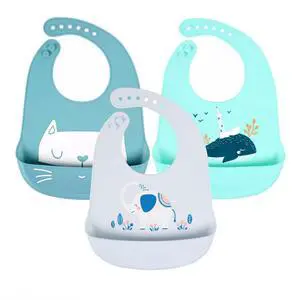 Baby Bibs Silicone Feeding Bibs, Weaning Waterproof Bibs with Food Crumb Catcher Pocket Baby Bibs Easily to Clean, Comfortable and Foldable Baby Bibs Silicone Feeding Bibs, Weaning Waterproof Bibs with Food Crumb Catcher Pocket Baby Bibs Easily to Clean, Comfortable and Foldable