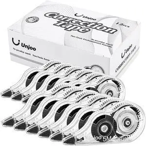 White Correction Tape, Easy To Use Applicator for Instant Corrections Wrong Writing At Any Time, For school, Office (12pack, 5M/196" x 0.2", Black) White Correction Tape, Easy To Use Applicator for Instant Corrections Wrong Writing At Any Time, For school, Office (12pack, 5M/196" x 0.2", Black)