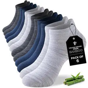 Ankle Socks for Men Women, 6 Pairs Bamboo Rayon Breathable Sports Low Cut, Multicolor Size 9-11 Ankle Socks for Men Women, 6 Pairs Bamboo Rayon Breathable Sports Low Cut, Multicolor Size 9-11