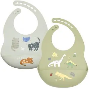 Baby Silicone Bibs 2 Sets Baby Bibs with Food Catcher for Girls Boys Toddlers BPA Free Adjustable Neck Band Waterproof Soft Durable (Gray-Blue) Baby Silicone Bibs 2 Sets Baby Bibs with Food Catcher for Girls Boys Toddlers BPA Free Adjustable Neck Band Waterproof Soft Durable (Gray-Blue)