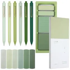 Sage Green Office Desk Accessories Aesthetic School Supplies Pens Sticky Note Set 6 Mini Correction Tape 6 Retractable Black Ink Pens 0.5 mm Fine Point Pen Self Stick Index Tabs(Green) Sage Green Office Desk Accessories Aesthetic School Supplies Pens Sticky Note Set 6 Mini Correction Tape 6 Retractable Black Ink Pens 0.5 mm Fine Point Pen Self Stick Index Tabs(Green)