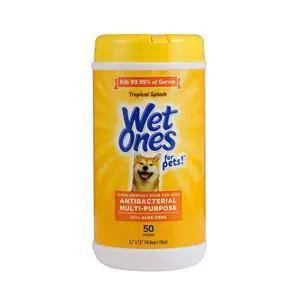 for Pets Antibacterial Dog Wipes, Multi-Purpose Grooming Wipes with Aloe Vera for Paws, Face & Body, Easy Cleanups Between Baths, Tropical Splash Scent, 5.7 in x 7.5 in, 50 Count for Pets Antibacterial Dog Wipes, Multi-Purpose Grooming Wipes with Aloe Vera for Paws, Face & Body, Easy Cleanups Between Baths, Tropical Splash Scent, 5.7 in x 7.5 in, 50 Count