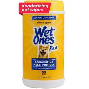 for Pets Deodorizing Dog Wipes with Baking Soda, Tropical Splash Scent - Multipurpose Deodorizing Pet Grooming Wipes in Resealable Canister, 50 Count for Pets Deodorizing Dog Wipes with Baking Soda, Tropical Splash Scent - Multipurpose Deodorizing Pet Grooming Wipes in Resealable Canister, 50 Count