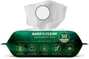 Dog Wipes for Paws and Butt, 50 Count, Extra Large, Thick 8.5" x 9" Hypoallergenic Bamboo Puppy Compostable Cleaning & Deodorizing Grooming Wipes with Lavender Dog Wipes for Paws and Butt, 50 Count, Extra Large, Thick 8.5" x 9" Hypoallergenic Bamboo Puppy Compostable Cleaning & Deodorizing Grooming Wipes with Lavender