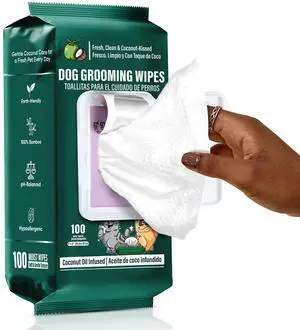 Pet Wipes for Dogs and Cats | Hypoallergenic Pet Grooming Wipes, 100 Wipes for Cleaning & Grooming | Coconut Scented | Aluminum Moisture-Lock Seal Pet Wipes for Dogs and Cats | Hypoallergenic Pet Grooming Wipes, 100 Wipes for Cleaning & Grooming | Coconut Scented | Aluminum Moisture-Lock Seal