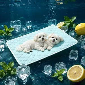 Pet Cooling Mat Scratch Resistant QMAX>0.5 Instant 6-12°F Drop No Water or Electricity Needed Self Cooling Crate Mat for Bed, Floor, Car Travel Indoor Outdoor Summer Use Light Blue 24" x 18" Pet Cooling Mat Scratch Resistant QMAX>0.5 Instant 6-12°F Drop No Water or Electricity Needed Self Cooling Crate Mat for Bed, Floor, Car Travel Indoor Outdoor Summer Use Light Blue 24" x 18"