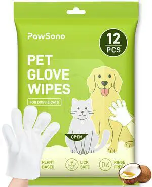 12PCS Hypoallergenic Pet Glove Wipes for Dogs, Cats & Small Animals | No-Rinse Deodorizing Dog Wipes for Paws, Butt, Eyes & Ears | Pet Wipes for Stain & Odor Cleanup Between Baths & Travel 12PCS Hypoallergenic Pet Glove Wipes for Dogs, Cats & Small Animals | No-Rinse Deodorizing Dog Wipes for Paws, Butt, Eyes & Ears | Pet Wipes for Stain & Odor Cleanup Between Baths & Travel