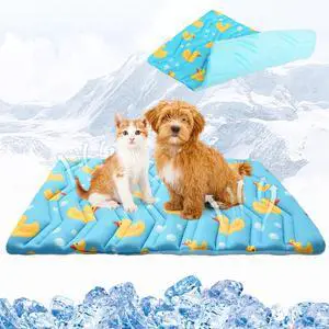 Dog Cooling Mat, Upgraded Two Sided Cooling Pad for Dogs Cats Puppy, Soft Pet Sleeping Blanket Keep Cool in Summer with Cute Duck Pattern, Washable Waterproof for Crate Sofa Bed, Blue L Dog Cooling Mat, Upgraded Two Sided Cooling Pad for Dogs Cats Puppy, Soft Pet Sleeping Blanket Keep Cool in Summer with Cute Duck Pattern, Washable Waterproof for Crate Sofa Bed, Blue L