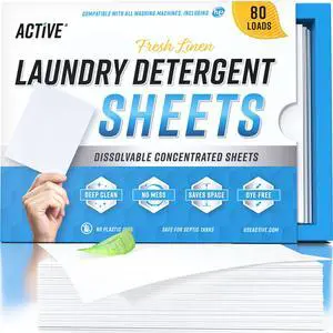 Laundry Detergent Sheets Eco Washing Strips - 80 Loads, Liquidless Fresh Scented Clothes Washer Sheet, Zero Waste Travel Laundry Strip, Dissolvable Space Saving Sheets for HE - Linen Scent Laundry Detergent Sheets Eco Washing Strips - 80 Loads, Liquidless Fresh Scented Clothes Washer Sheet, Zero Waste Travel Laundry Strip, Dissolvable Space Saving Sheets for HE - Linen Scent