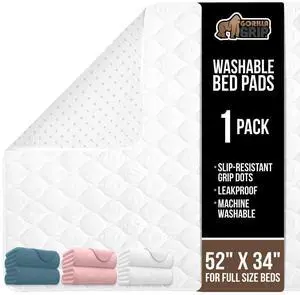 Washable Underpads, Waterproof Reusable Heavy Absorbency Incontinence Bed Pads, Leak Proof Toddler Mattress Pad, 52x34 Slip Resistant Protector for Bedwetting, Adults and Kids, White Washable Underpads, Waterproof Reusable Heavy Absorbency Incontinence Bed Pads, Leak Proof Toddler Mattress Pad, 52x34 Slip Resistant Protector for Bedwetting, Adults and Kids, White