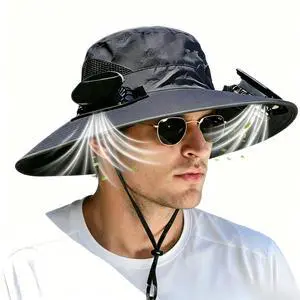 Solar Fan Hat,Hat with Fans Solar Power,Wide Brim Solar Fan Outdoor Fishing Hat,2 Solar Fans Black Solar Fan Hat,Hat with Fans Solar Power,Wide Brim Solar Fan Outdoor Fishing Hat,2 Solar Fans Black