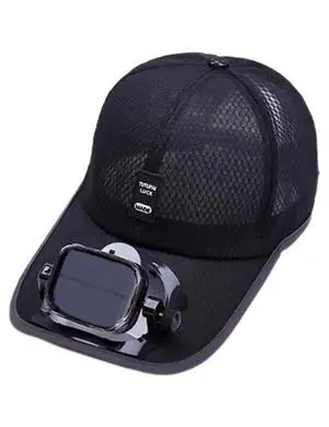 Mens Baseball Cap with Solar Fan, Summer UV Protection Wide Brim Sun Hat Mesh Beach Hats, Solar Powered/USB Charging,Black,One Size Mens Baseball Cap with Solar Fan, Summer UV Protection Wide Brim Sun Hat Mesh Beach Hats, Solar Powered/USB Charging,Black,One Size