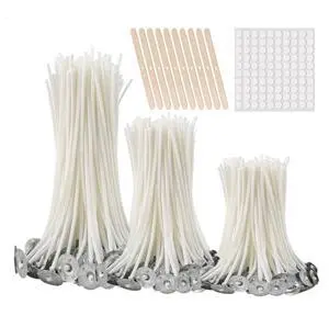 300Pcs Functional Smokeless Candle Wicks - Pre Waxed Cotton Wick with Metal Sustainer Tabs for Pillar Candle Making and DIY, 9cm/3.5in, 15cm/6in, 20cm/8in 300Pcs Functional Smokeless Candle Wicks - Pre Waxed Cotton Wick with Metal Sustainer Tabs for Pillar Candle Making and DIY, 9cm/3.5in, 15cm/6in, 20cm/8in