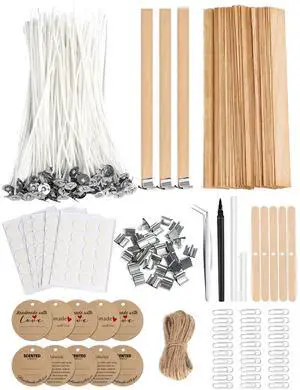 130 Pcs Candle Wicks for Candle Making Kit: 100 Cotton & 30 Wood Wicks with Complete Tool Set (Wick Holders, Wick Stickers, Candle Tabs, Tweezers, Pen), for Soy Beeswax DIY Candles 130 Pcs Candle Wicks for Candle Making Kit: 100 Cotton & 30 Wood Wicks with Complete Tool Set (Wick Holders, Wick Stickers, Candle Tabs, Tweezers, Pen), for Soy Beeswax DIY Candles