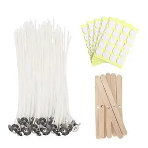 100 Pcs Cotton Candle Wicks, 8 in, with Wick Stickers & Holders | Candle Wicks for Soy Wax, Beeswax, Coconut Wax, Party Favors, Home Decor, Wedding & Gifts, DIY Candle Making Supplies 100 Pcs Cotton Candle Wicks, 8 in, with Wick Stickers & Holders | Candle Wicks for Soy Wax, Beeswax, Coconut Wax, Party Favors, Home Decor, Wedding & Gifts, DIY Candle Making Supplies