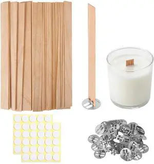 150 Pcs Thickned Wooden Candle Wicks. 5.1 X 0.5 X 0.06 Inch Upgrade Crackling Wooden Wicks, Long Lasting Smokeless Wood Wicks with Iron Standers, Wick Stickers, and Warning Labels- 50 Sets 150 Pcs Thickned Wooden Candle Wicks. 5.1 X 0.5 X 0.06 Inch Upgrade Crackling Wooden Wicks, Long Lasting Smokeless Wood Wicks with Iron Standers, Wick Stickers, and Warning Labels- 50 Sets